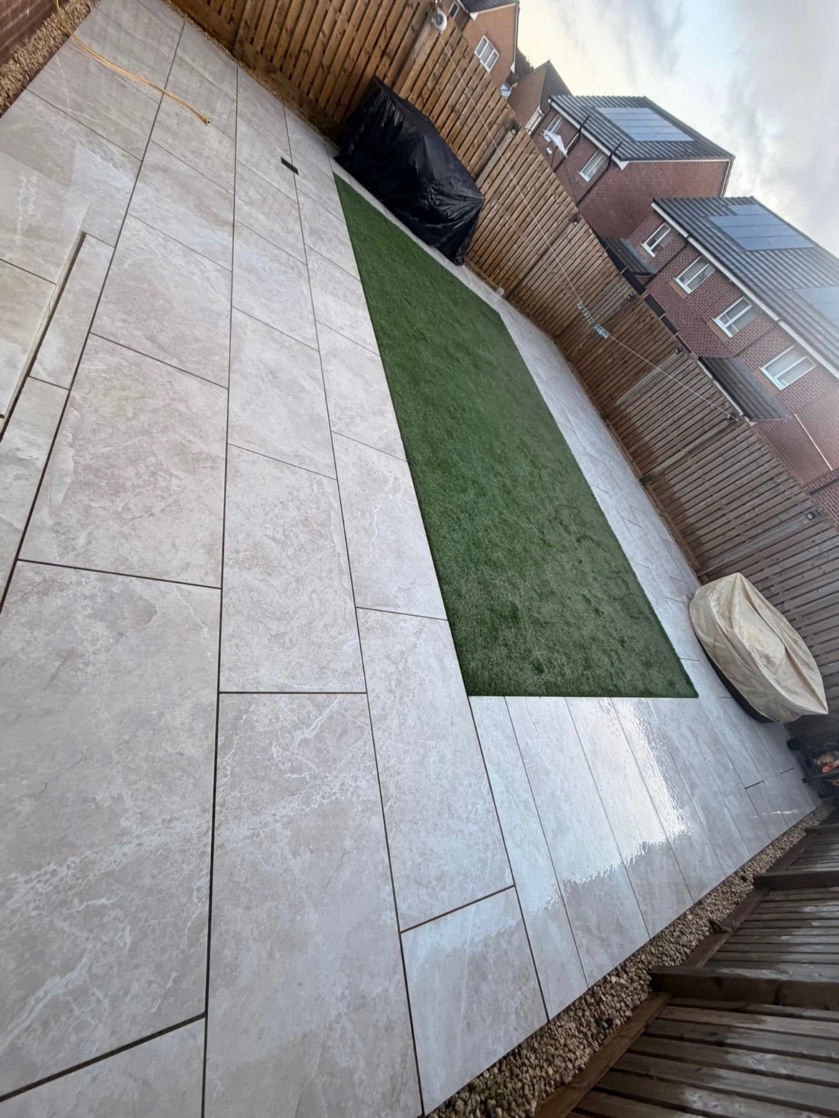 After patio power washing in Paisley - restored stone patio