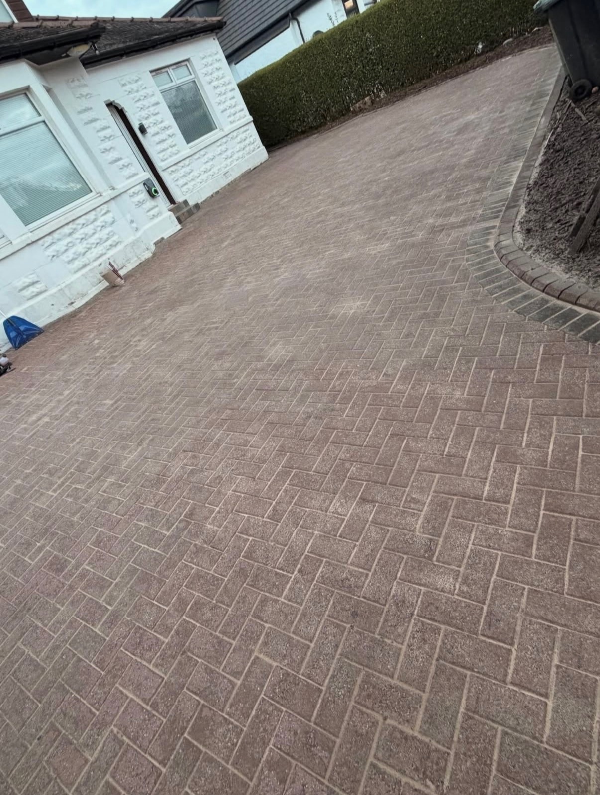 After driveway cleaning in Hamilton - clean herringbone paving